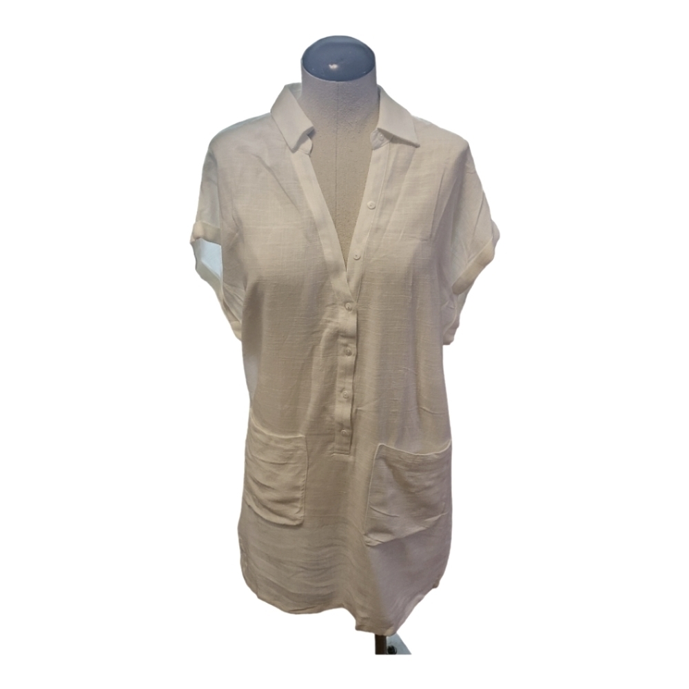 Cupshe, Medium, White, Button Down, Front Pockets… - image 1
